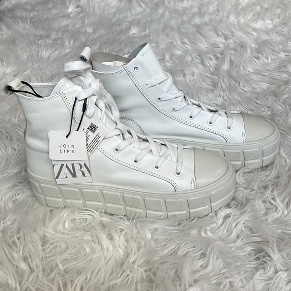BRAND NEW!!!!! ZARA LEATHER PLATFORM SNEAKERS - Picture 4 of 5